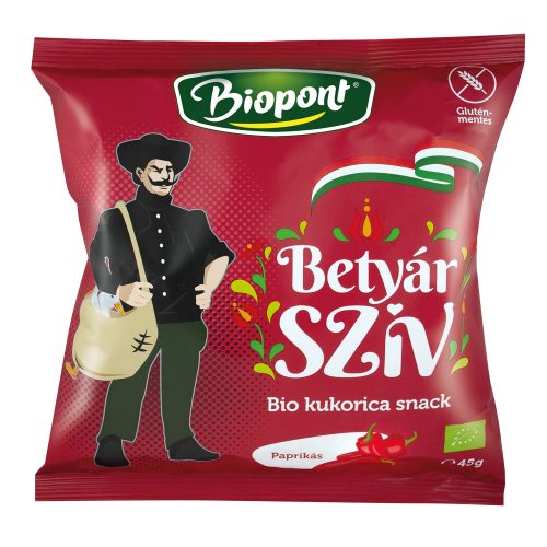 Betyár szív, Kukorica snack, paprikás ízesítéssel 45g (BIO, GM, VEGAN)