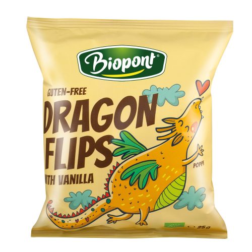 Dragon flips, Kukorica snack valódi vaníliával 25g (BIO, GM, VEGAN)