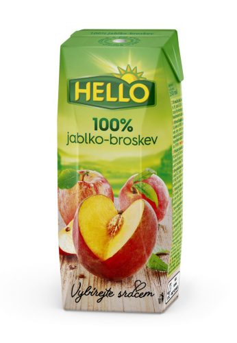 Hello 100% Alma-Őszibarack (szívószálas) 250 ml