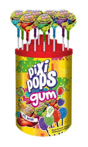 PIXIPOPS GUM Nyalóka rágógumival,  nyelvfestős, 4 íz  -  16g